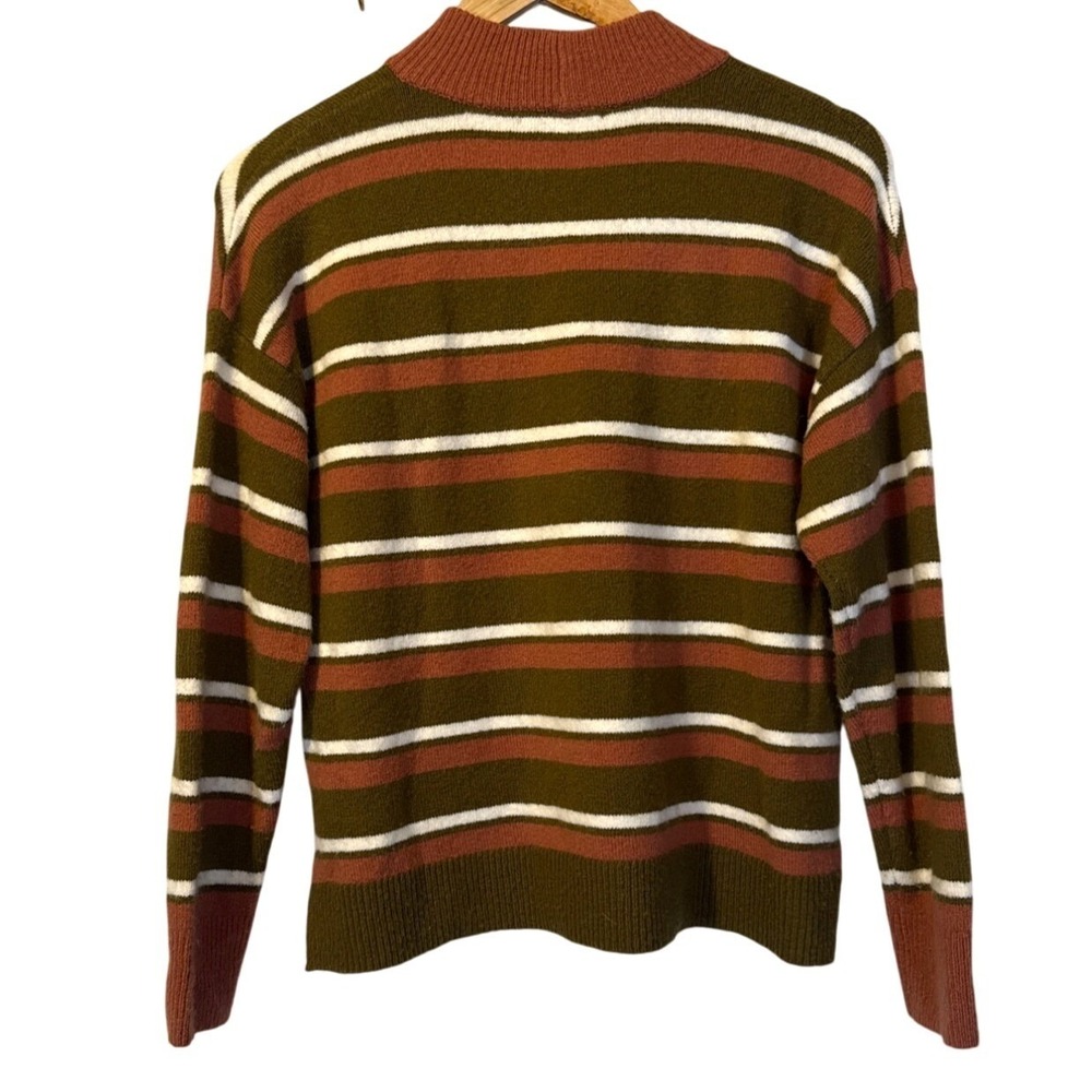 Madewell‎ Redmond Mockneck Pocket Sweater in Stripe S Wool Blend Fall Cozy - Picture 3 of 8